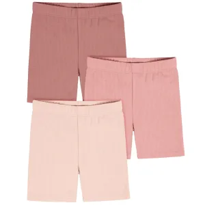 3-Pack Toddler Girls Dusty Pinks Bike Shorts