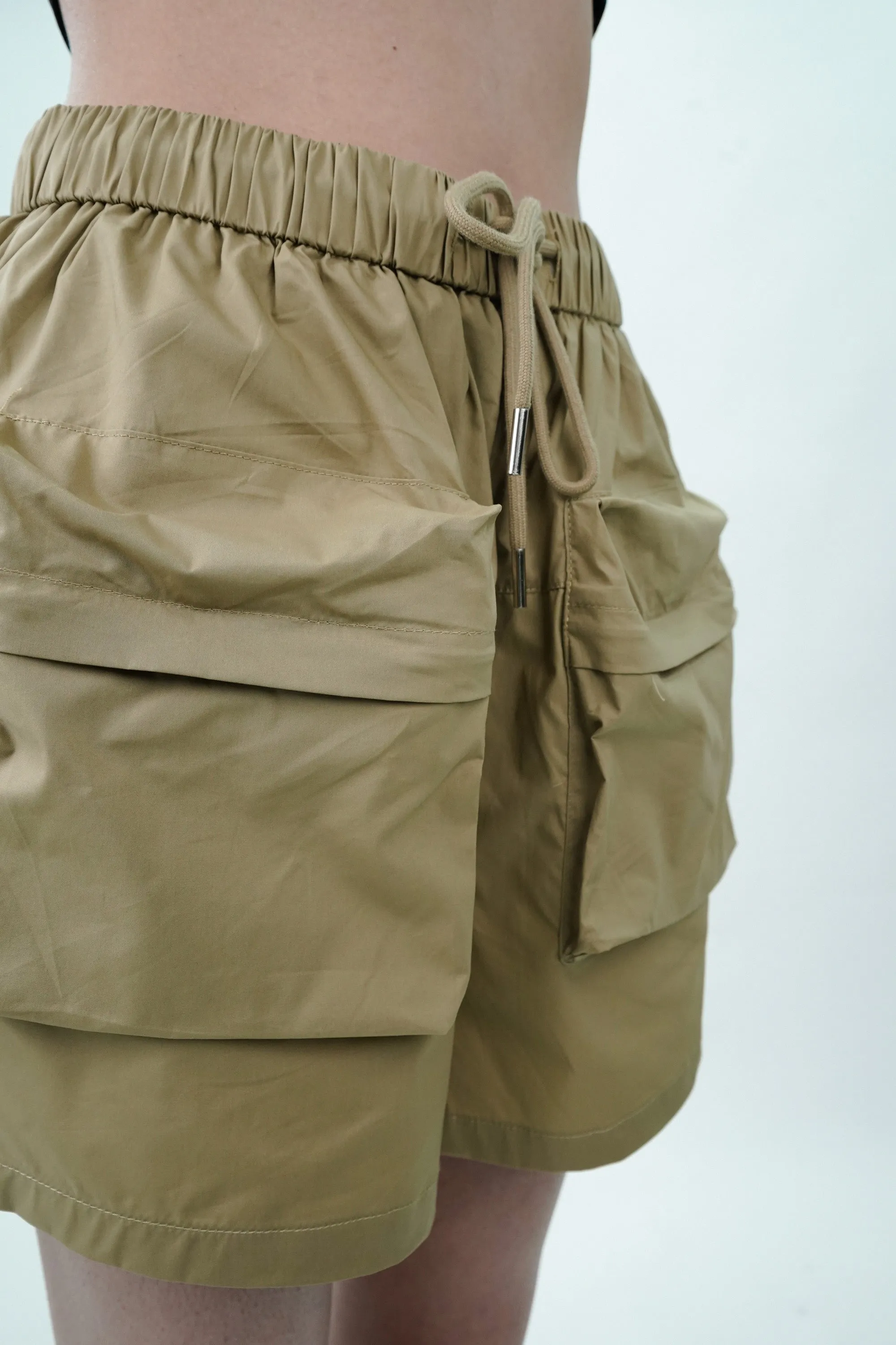 Beige Shorts With Patch Pockets