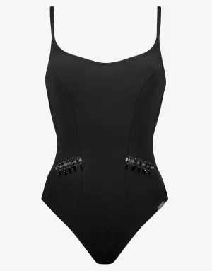 Blackout Hand Embroidered Swimsuit - Black