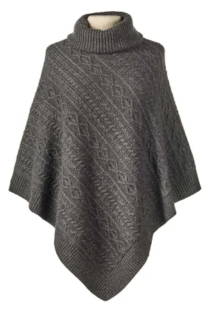 Cable Poncho - Charcoal