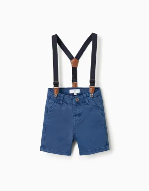 Chino Shorts with Removable Braces for Baby Boys, Blue