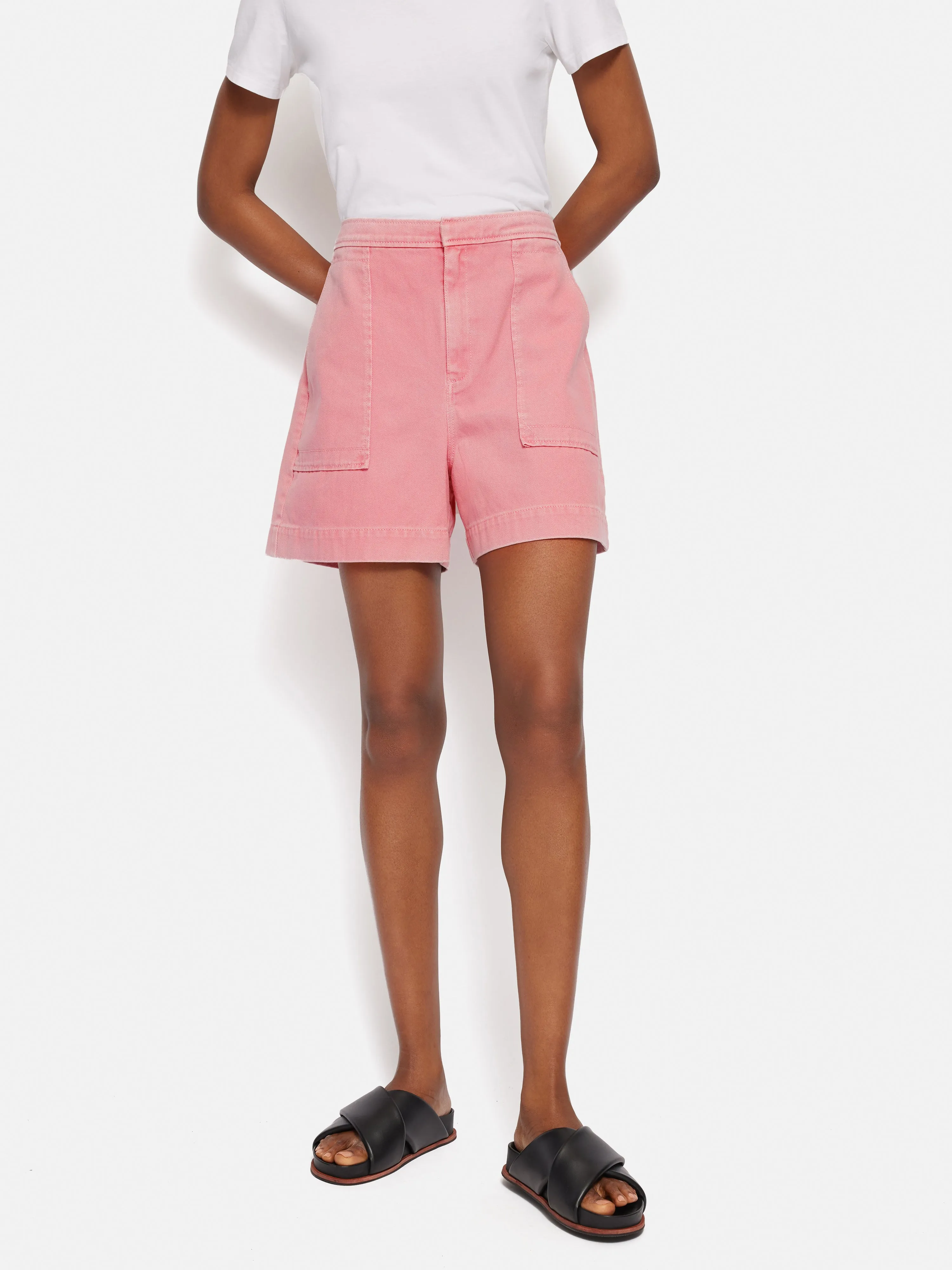 Denim Patch Pocket Shorts | Pink