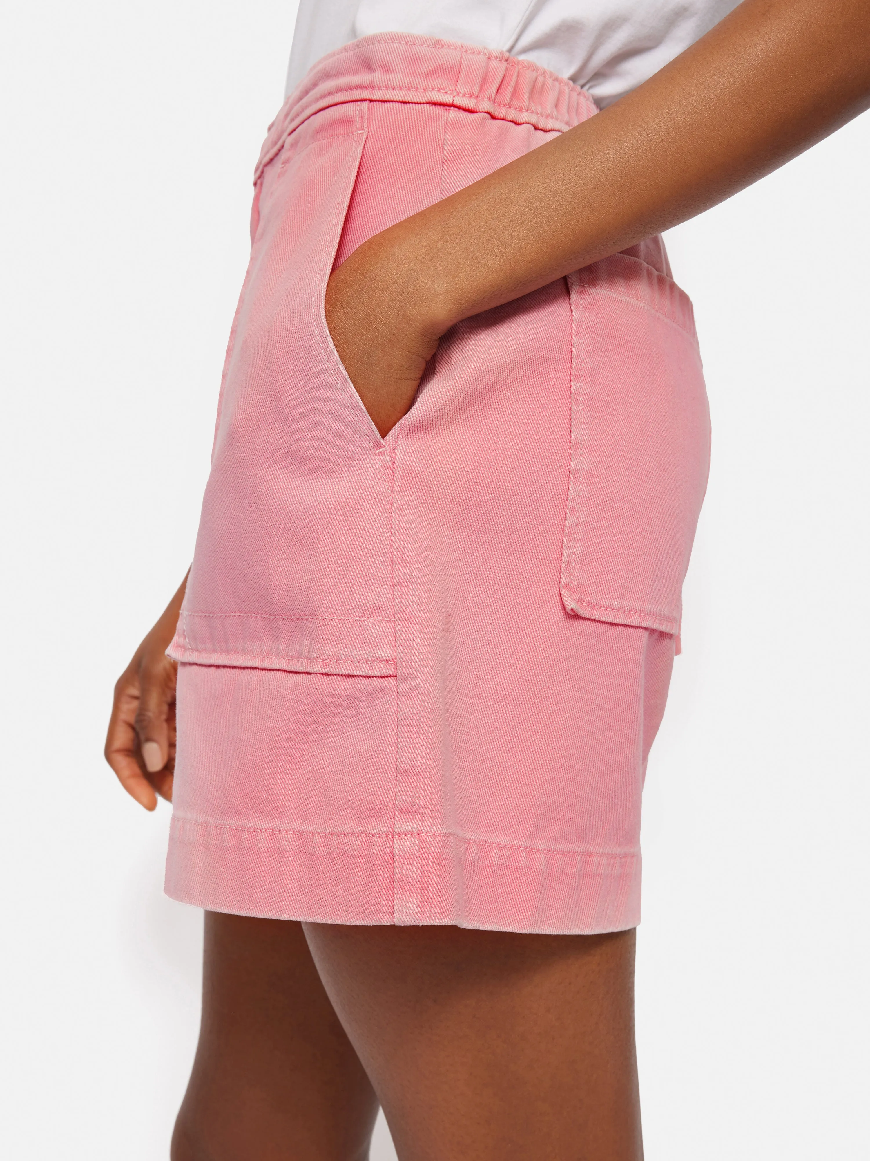 Denim Patch Pocket Shorts | Pink