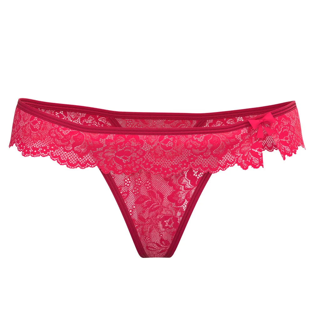 Exposed Get It Girl UV-Reactive Lace Flutter Thong- Curvy