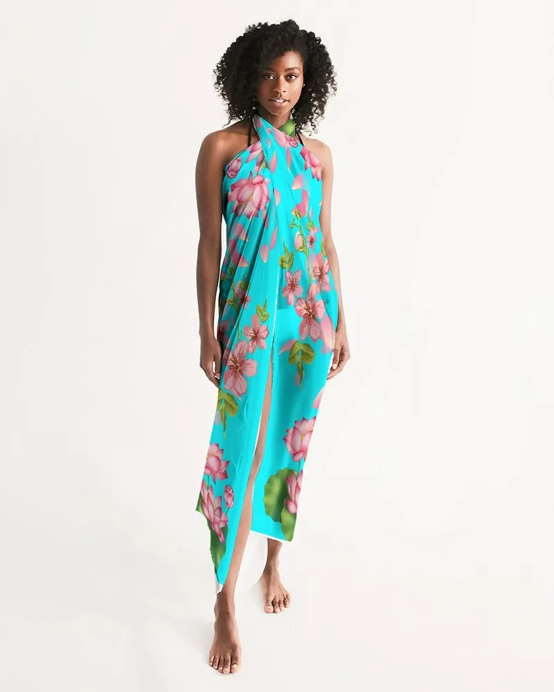 Floral Lotus Turquoise Swimsuit Cover Up