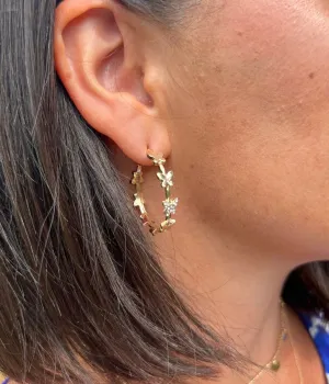 Gold Butterfly Hoop Earrings