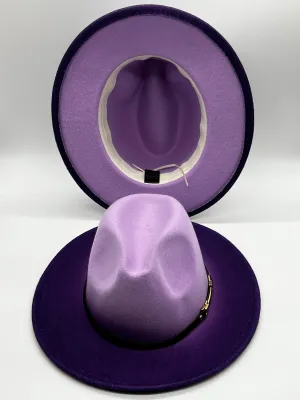 Jazzy Purple Lavender Two Tone Fedora Hat w/ Lavender Bottom