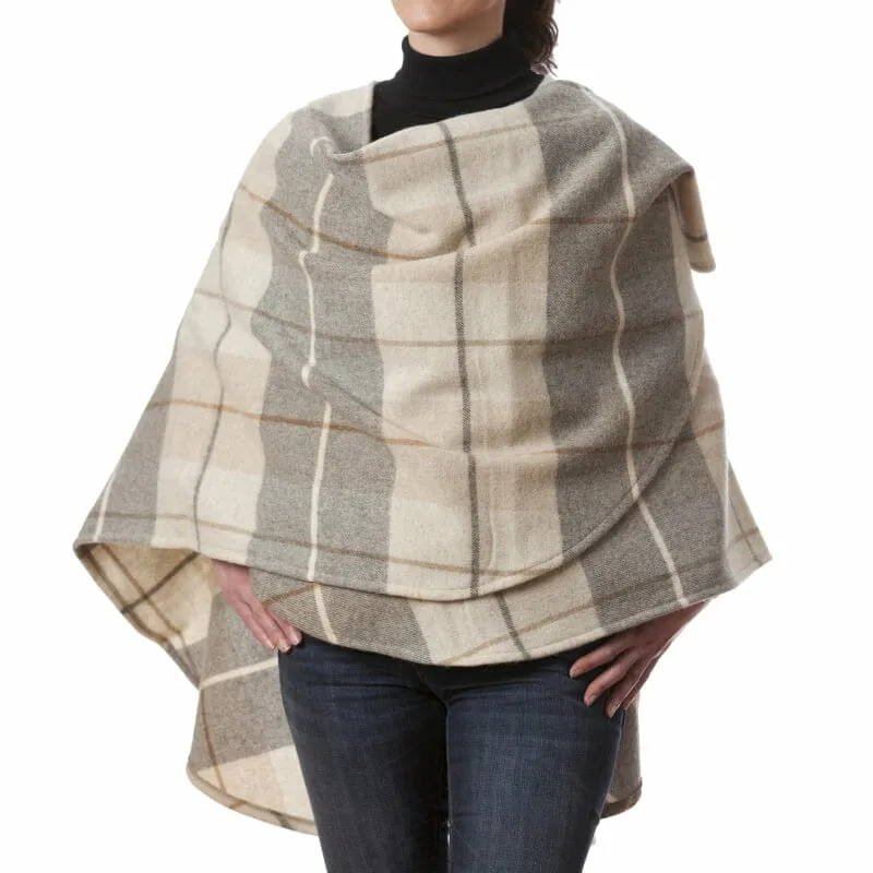 John Hanly Lambswool Cape | Rust Cream & Brown Mix