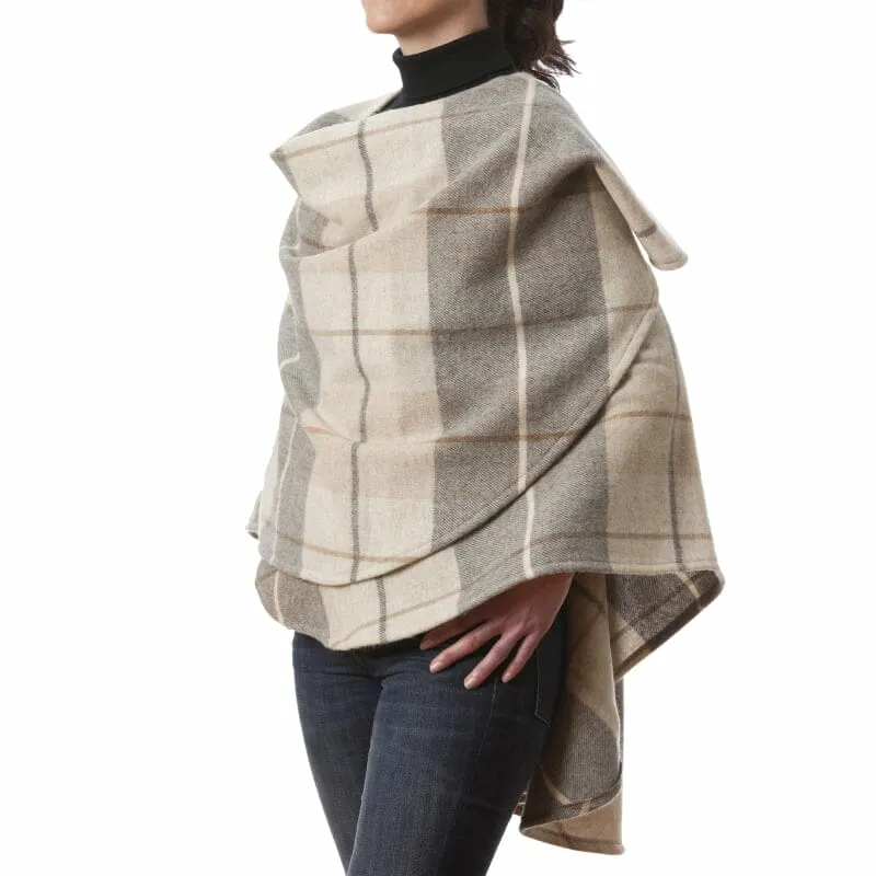 John Hanly Lambswool Cape | Rust Cream & Brown Mix