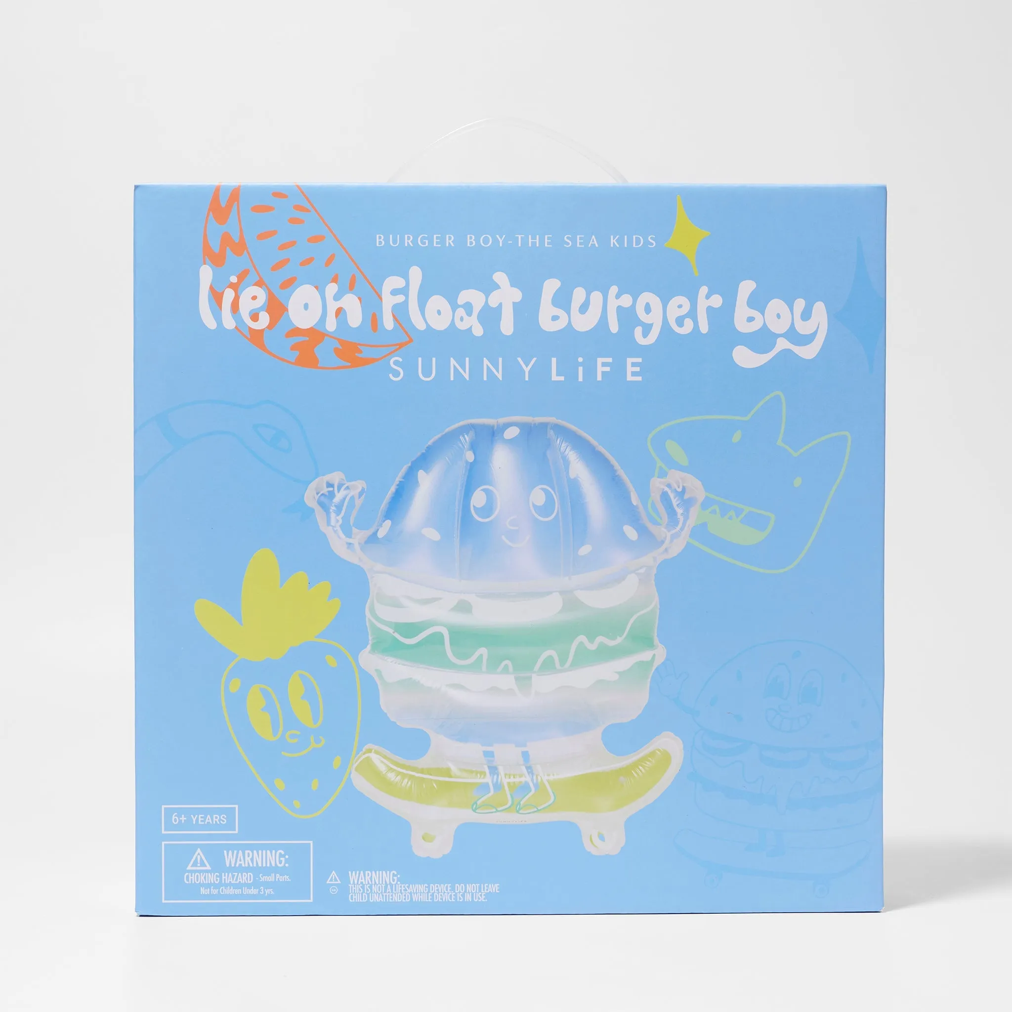 Kids Lie-On Float Burger Boy | The Sea Kids Blue-Lime