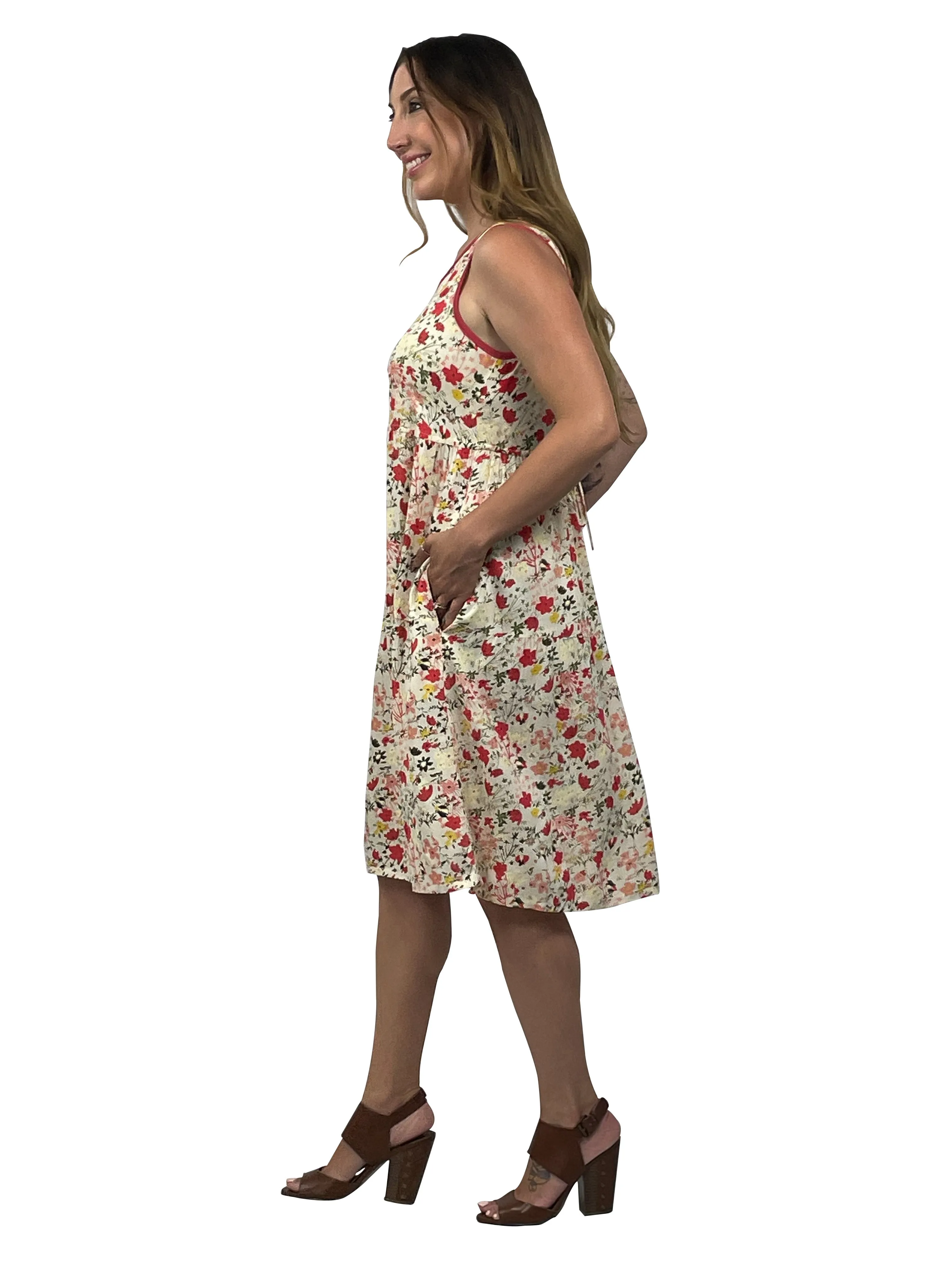 La Cera Tiered Rayon Print Dress