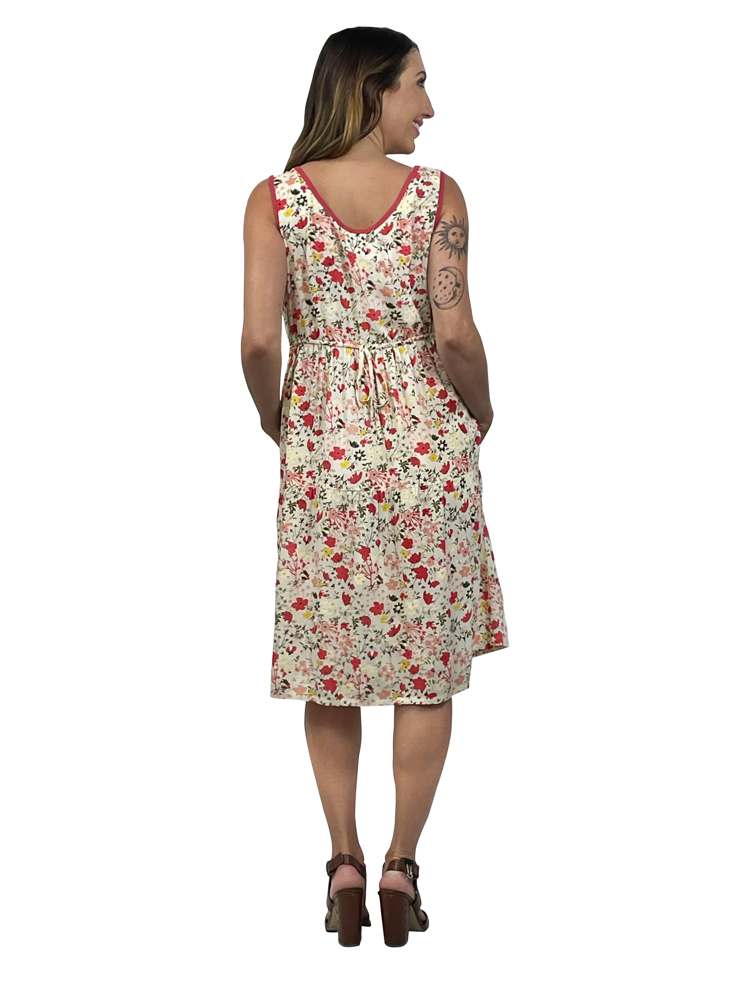 La Cera Tiered Rayon Print Dress