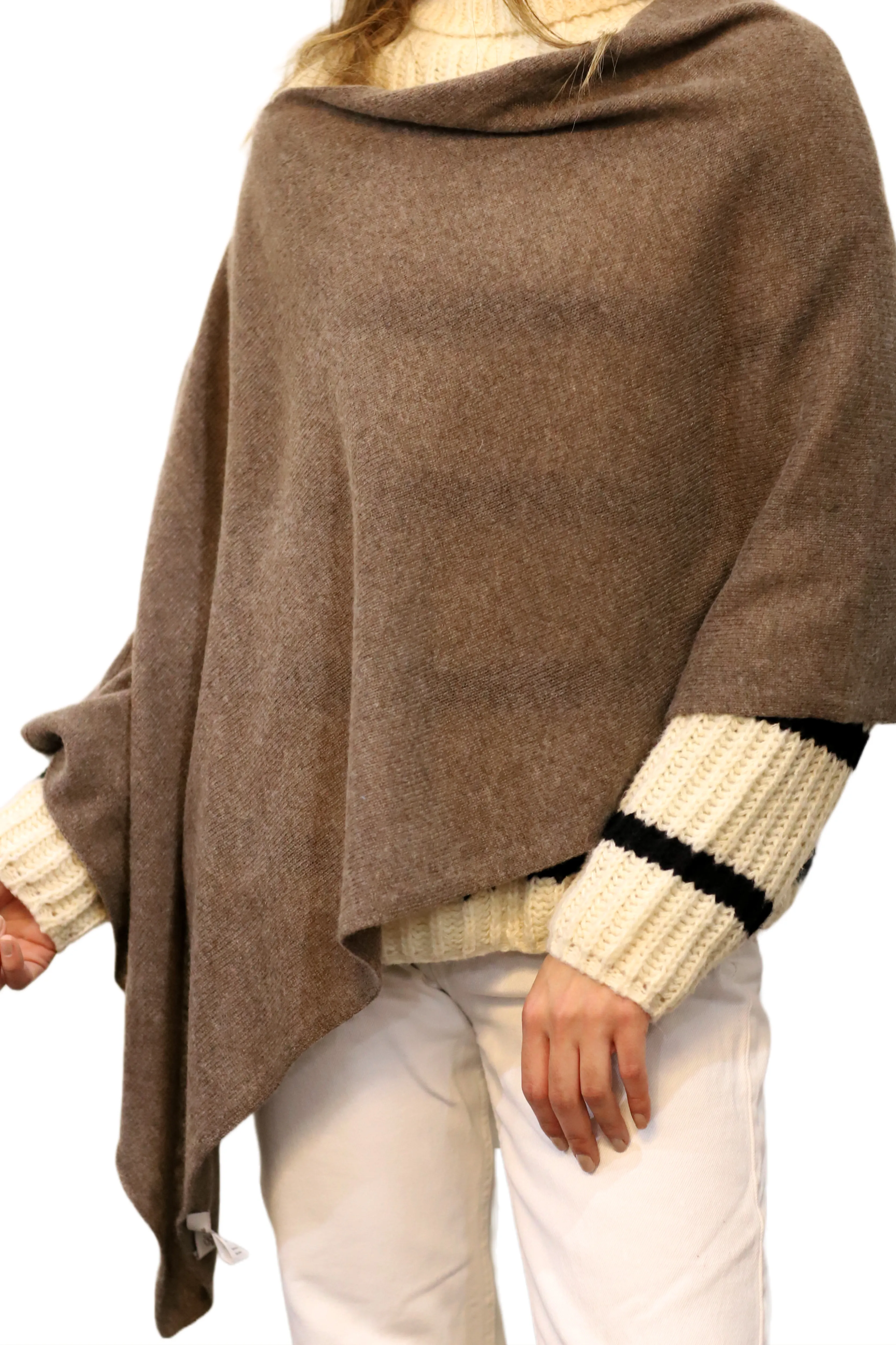 La Fiorentina Classic Poncho - 100% Cashmere - Brown