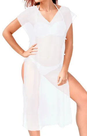 LA LEELA Bikini Swim Beach wear Swimsuit Cover ups Women Caftan Dress Solid OSFM 8-16W [M- 1X] Ghost White_B797