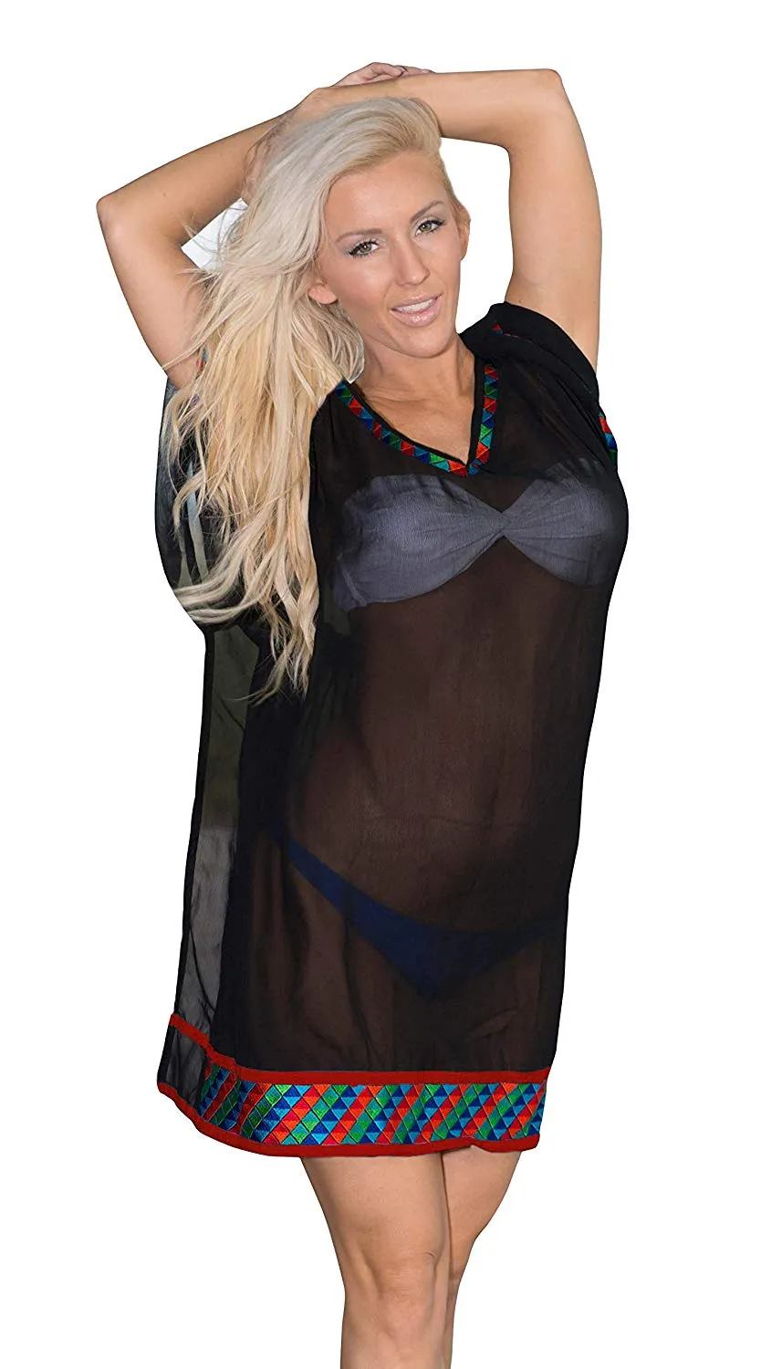 LA LEELA Bikini Swim Beach wear Swimsuit Cover ups Womens Caftan Dress Solid