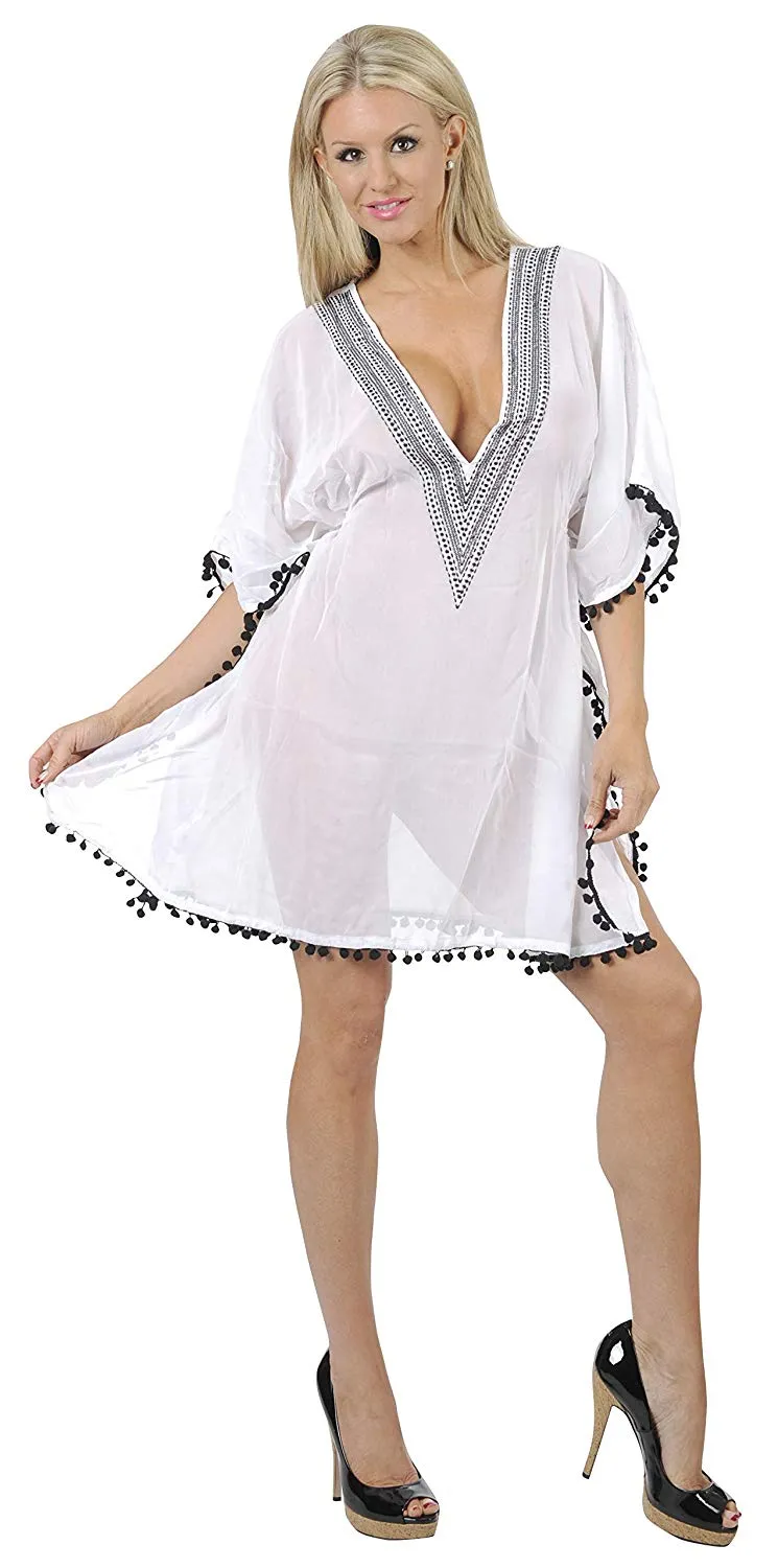 LA LEELA Bikini wear Swimsuit Beach Cardigan Coverup Women Dresses Embroidery