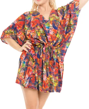 LA LEELA Bikni Swimwear Digital HD Print Cruise Cardigan Cover Up OSFM 14-28 [L-4X] Multicolor_2101