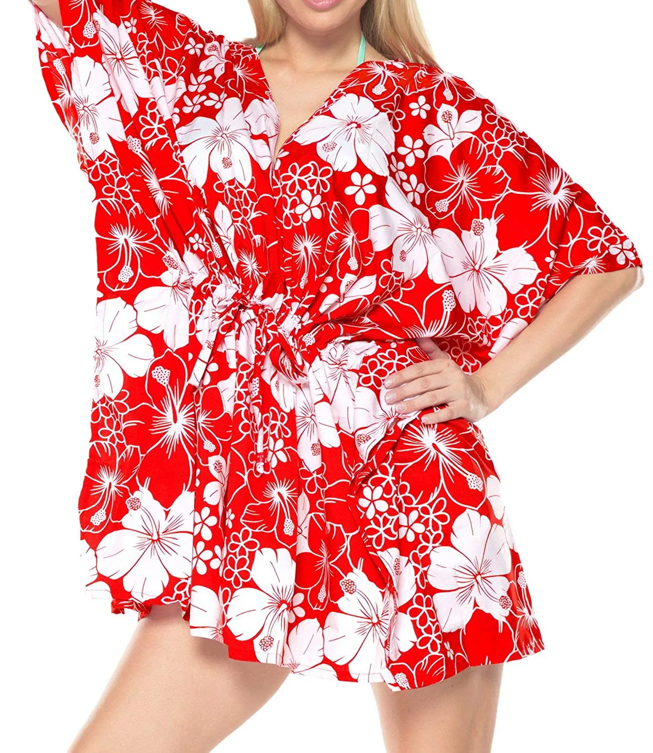 LA LEELA Cover up Beach Bikini Swimwear Swimsuit Kaftan Dress Women Printed