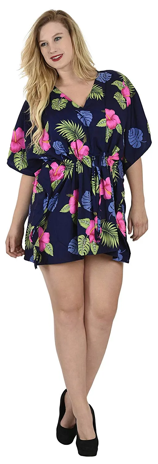 LA LEELA Cover up Beach Bikini Swimwear Swimsuit Kaftan Dress Women Printed