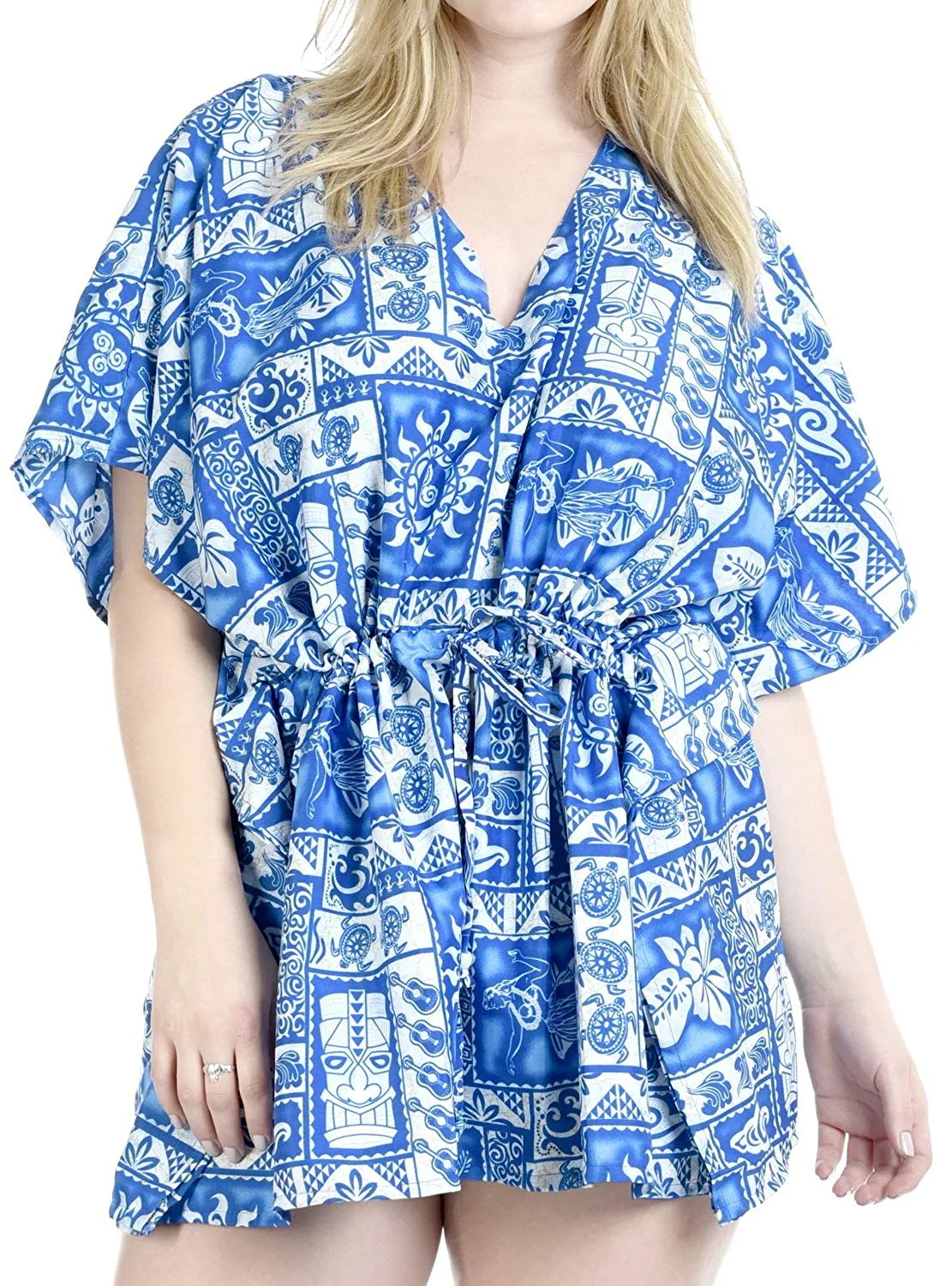 LA LEELA Cover up Beach Bikini Swimwear Swimsuit Kaftan Dress Women Printed