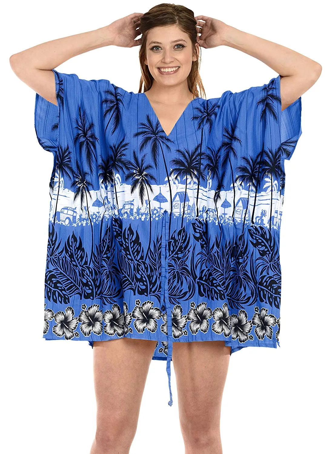 LA LEELA Cover up Beach Bikini Swimwear Swimsuit Kaftan Dress Women Printed