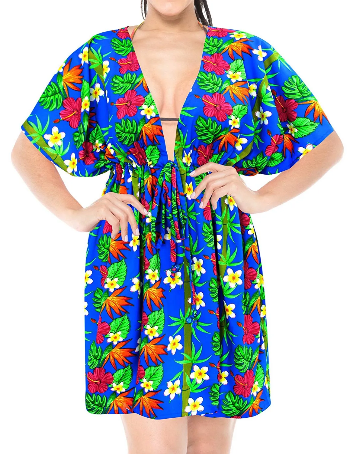 LA LEELA Cover up Beach Bikini Swimwear Swimsuit Kaftan Dress Women Printed