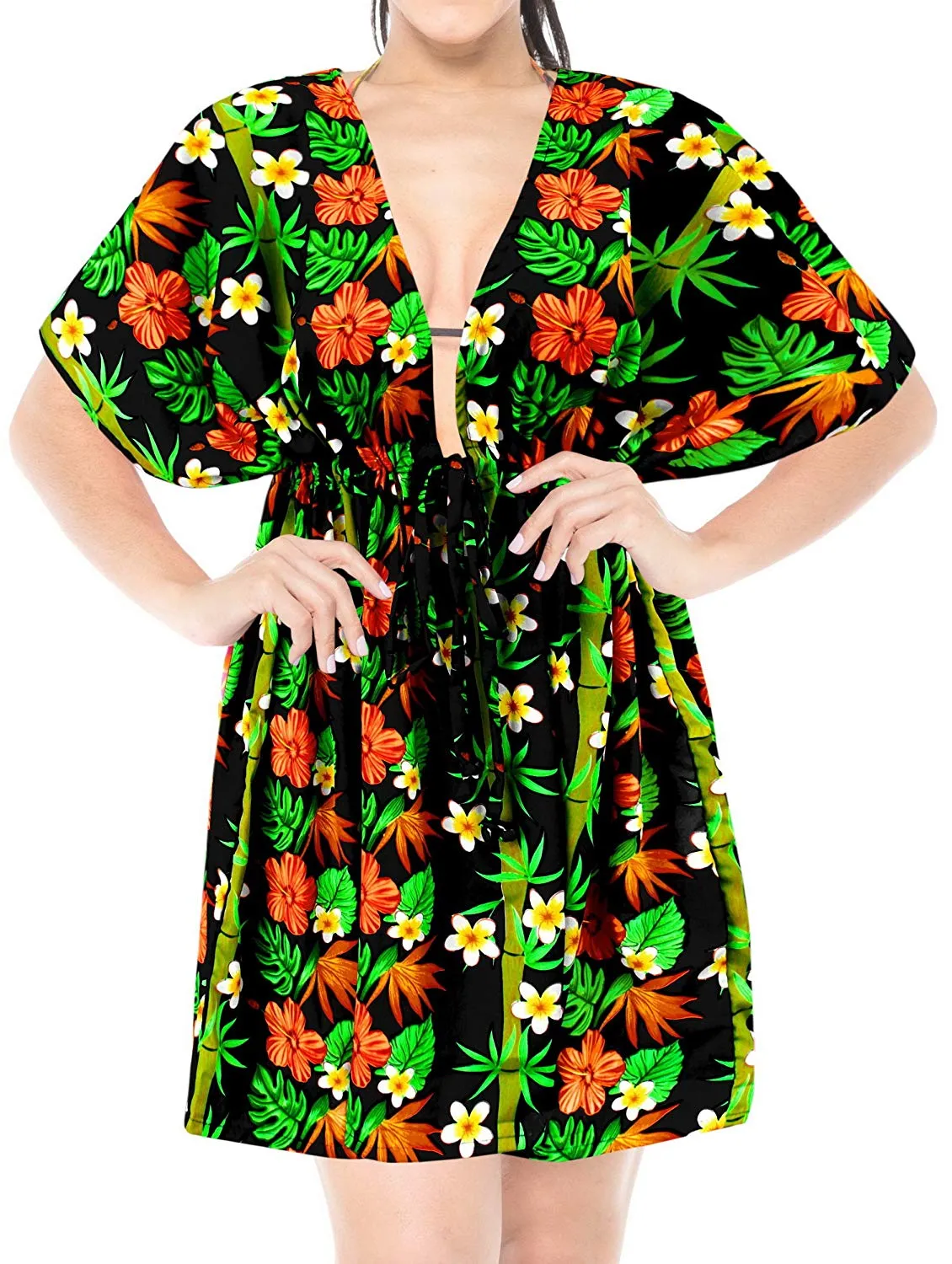 LA LEELA Cover up Beach Bikini Swimwear Swimsuit Kaftan Dress Women Printed