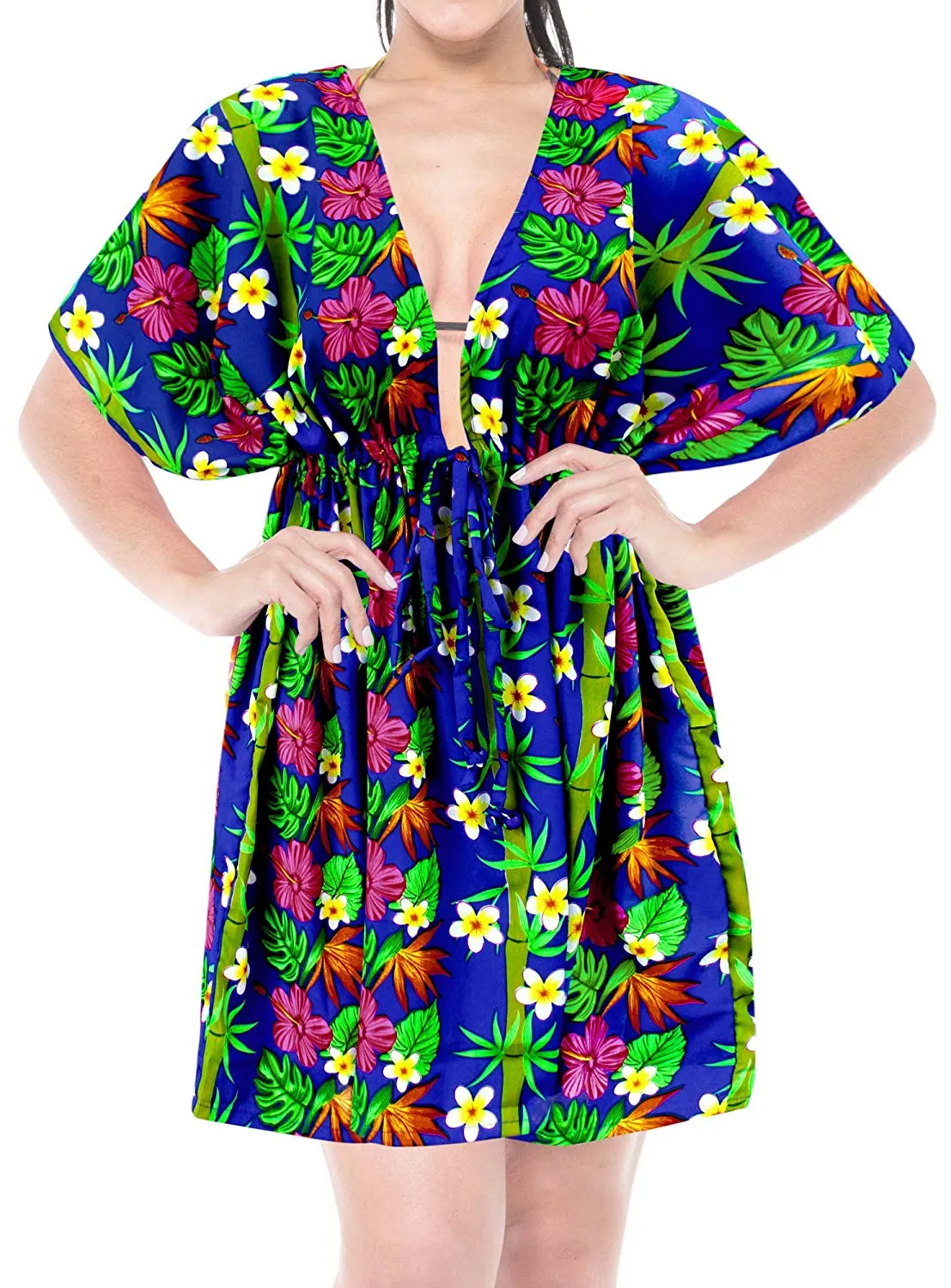 LA LEELA Cover up Beach Bikini Swimwear Swimsuit Kaftan Dress Women Printed