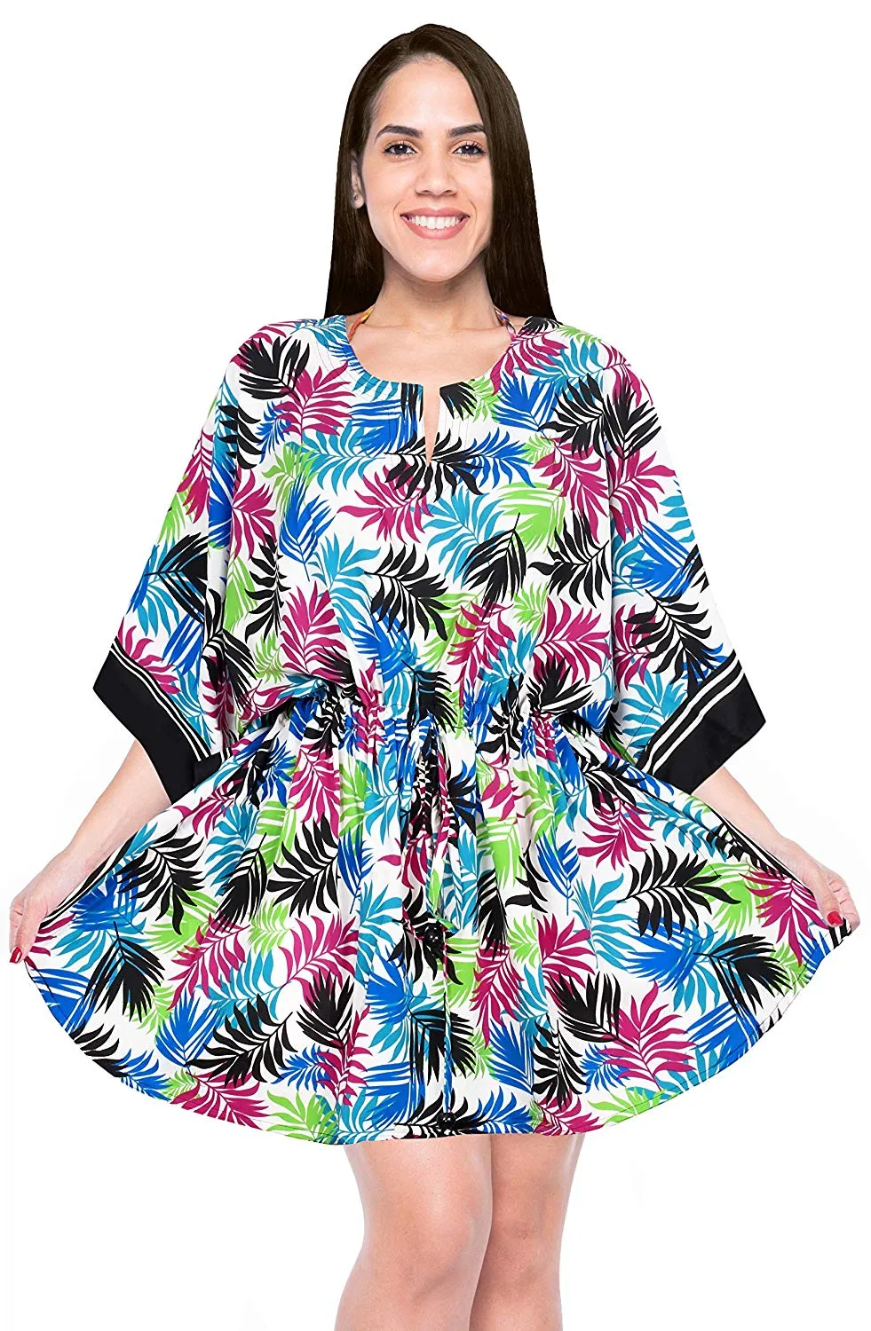 LA LEELA Cover up Beach Bikini Swimwear Swimsuit Kaftan Dress Women Printed