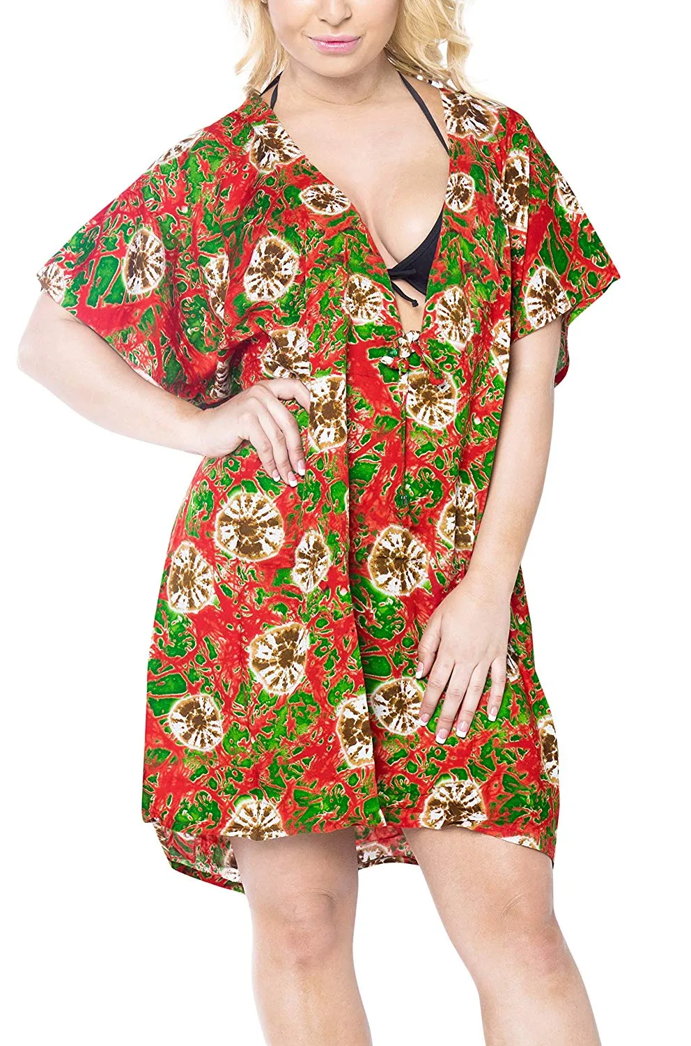 LA LEELA Coverup Beach Bikini Swimwear Swimsuit Caftan Dress Women Printed