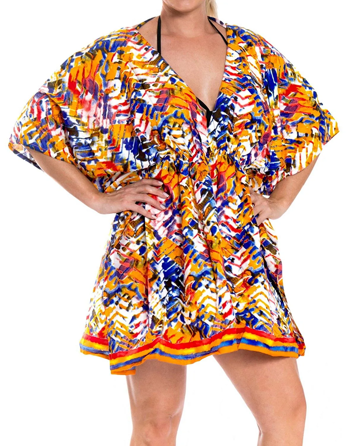 LA LEELA Coverup Beach Bikini Swimwear Swimsuit Caftan Dress Women Printed