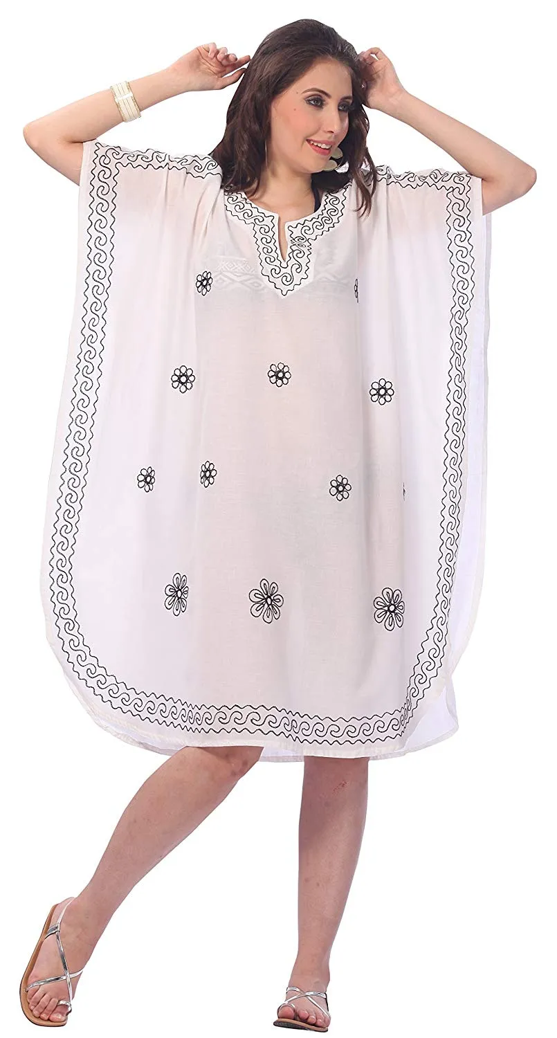 LA LEELA Rayon 8 Solid Women's Nightgown Kaftan Style Beachwear Cover up Dress