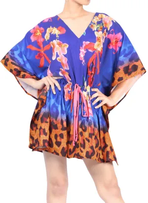 La Leela Women's Floral And Animal Printed Tropical Coverup Dress Blouse Top 3X-4X