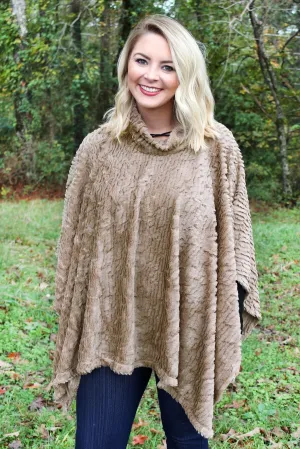 L.I.B. New York Winter Chill Faux Fur Poncho, Taupe