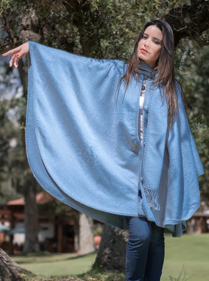 Long Alpaca Cape Open Poncho