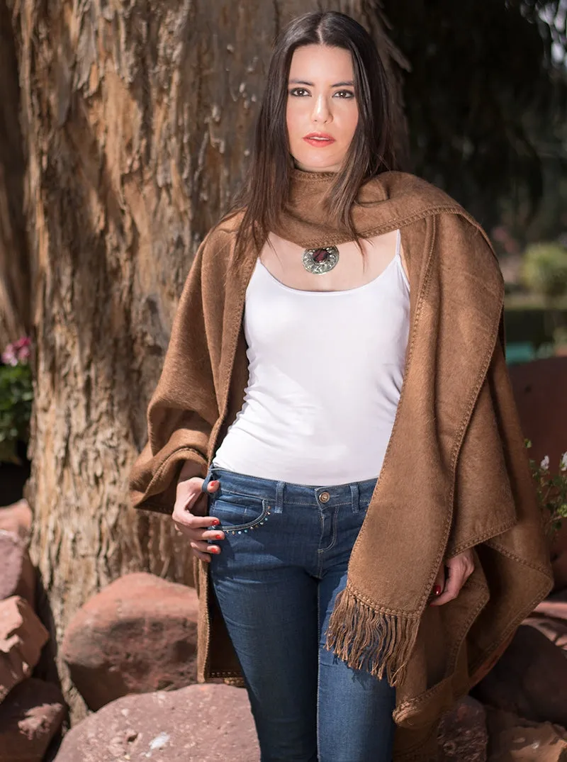 Long Alpaca Cape Open Poncho