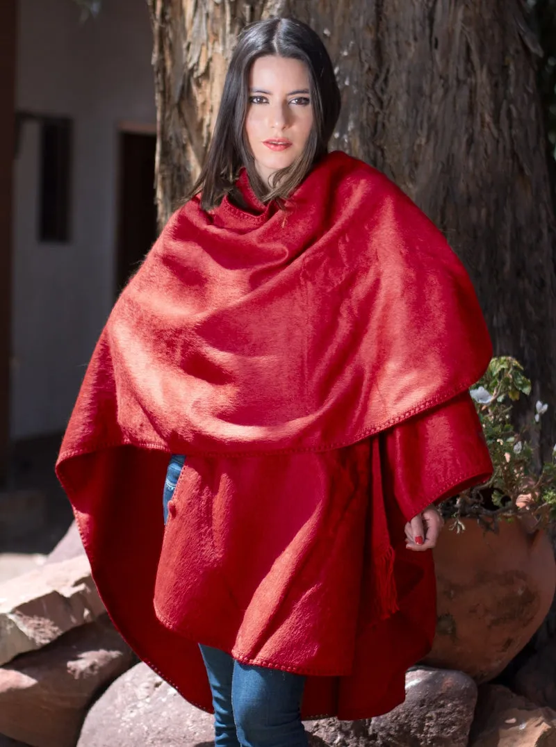 Long Alpaca Cape Open Poncho