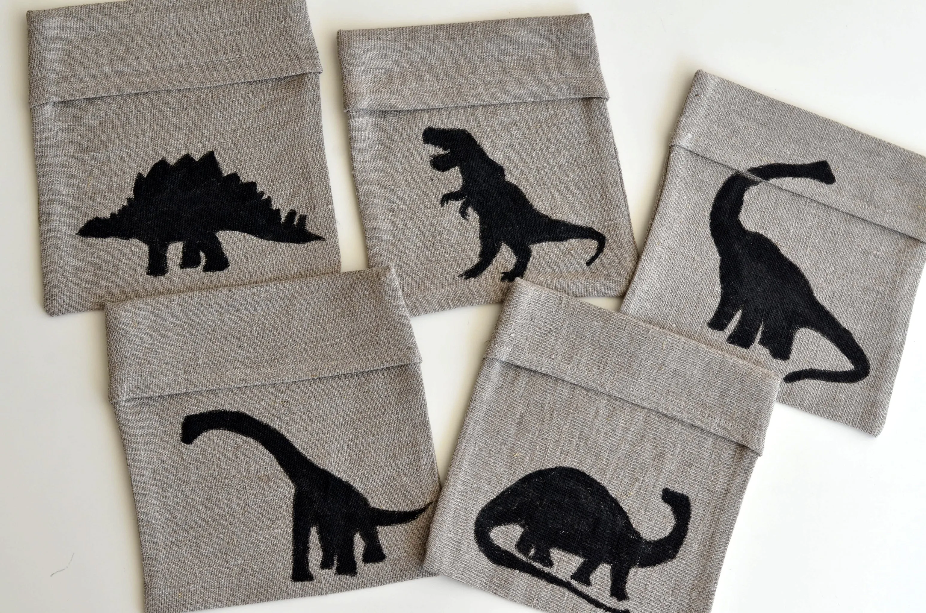 Lunch w/Dinosaur Friends - Linen Sandwich & Snack Bags