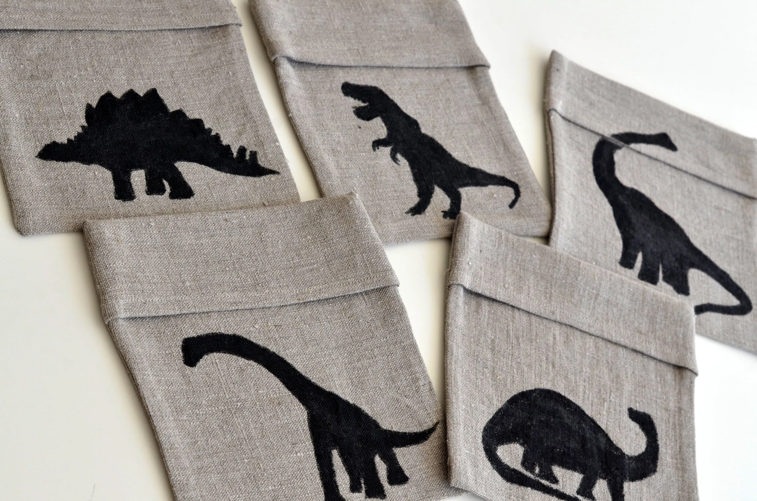 Lunch w/Dinosaur Friends - Linen Sandwich & Snack Bags