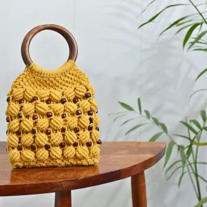 Musturd Yellow Ring Handmade Macrame Bag