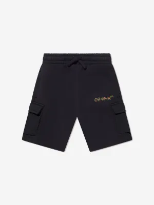 Off-White Boys Logo Stretch Shorts in Black