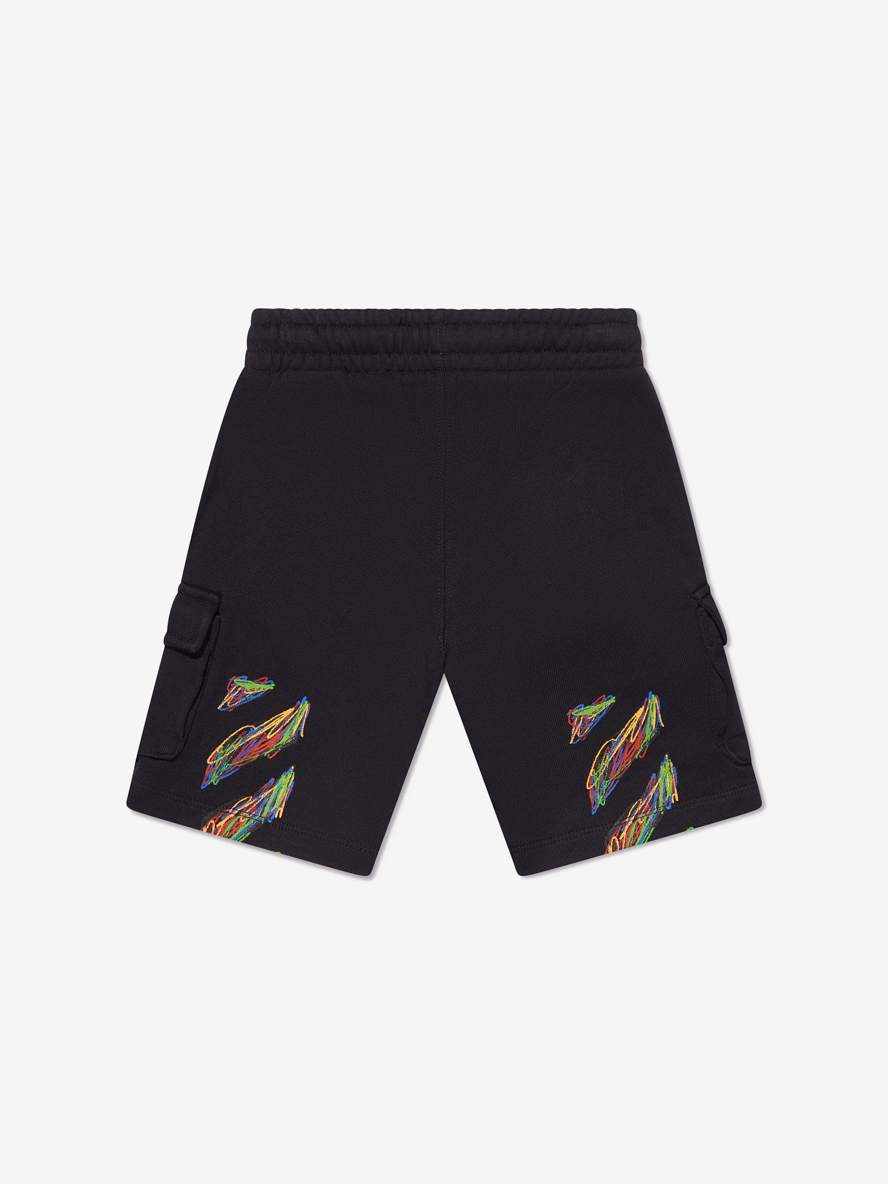 Off-White Boys Logo Stretch Shorts in Black