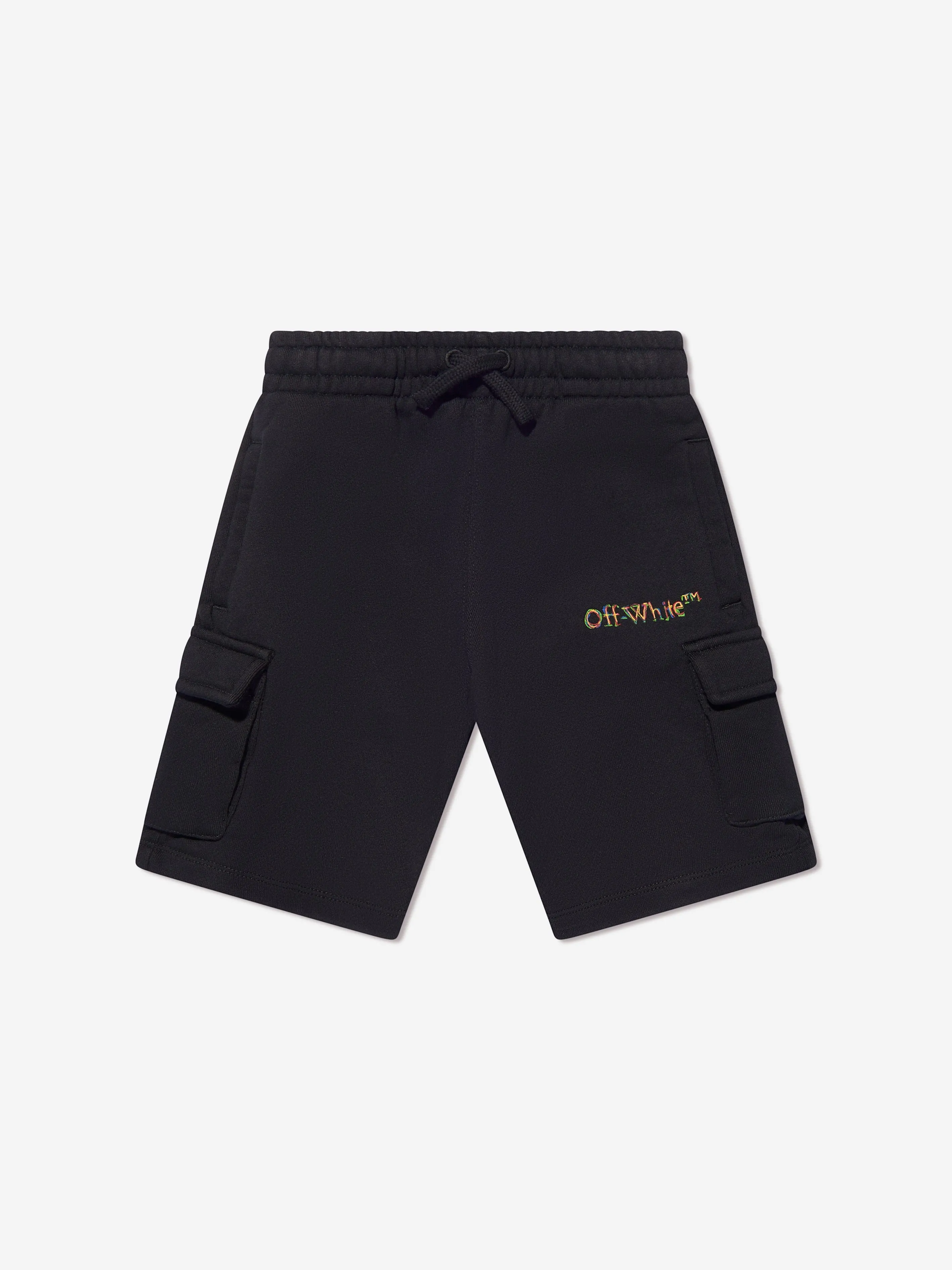 Off-White Boys Logo Stretch Shorts in Black