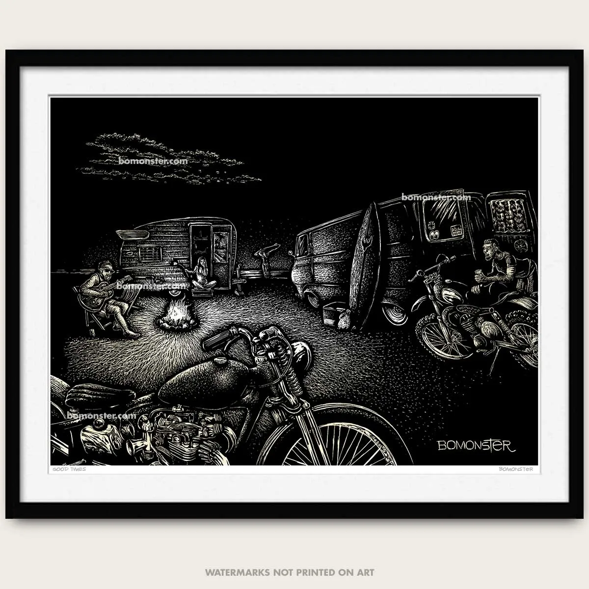 Original Motorcycle Beach Art "Good Times"