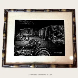 Original Motorcycle Beach Art "Good Times"