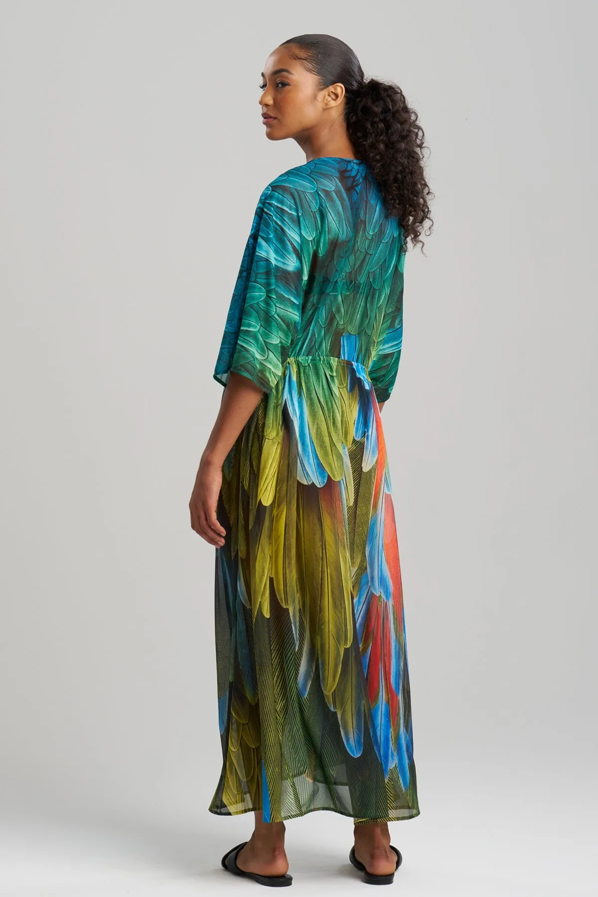 Paradise Printed Mesh Caftan Dress