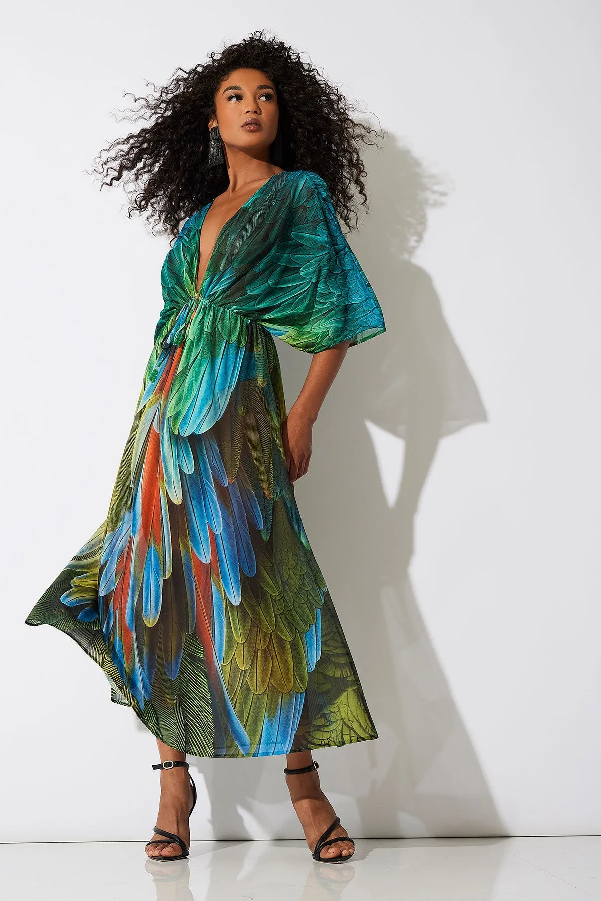 Paradise Printed Mesh Caftan Dress