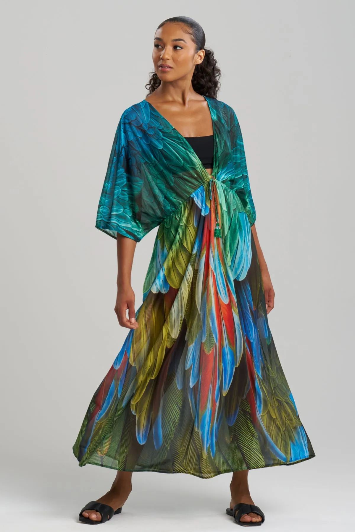 Paradise Printed Mesh Caftan Dress