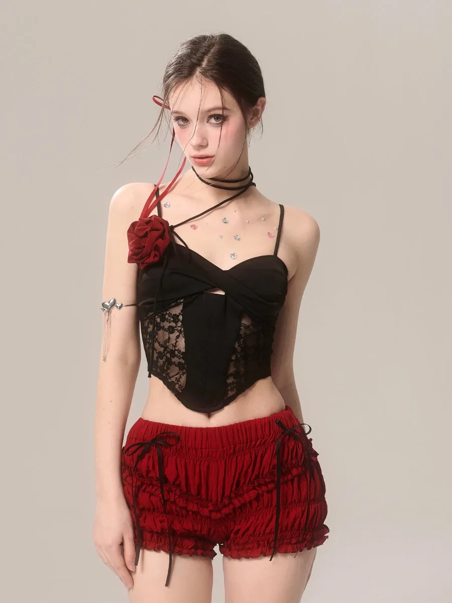 Red Versatile Original Design Hot Half Shorts