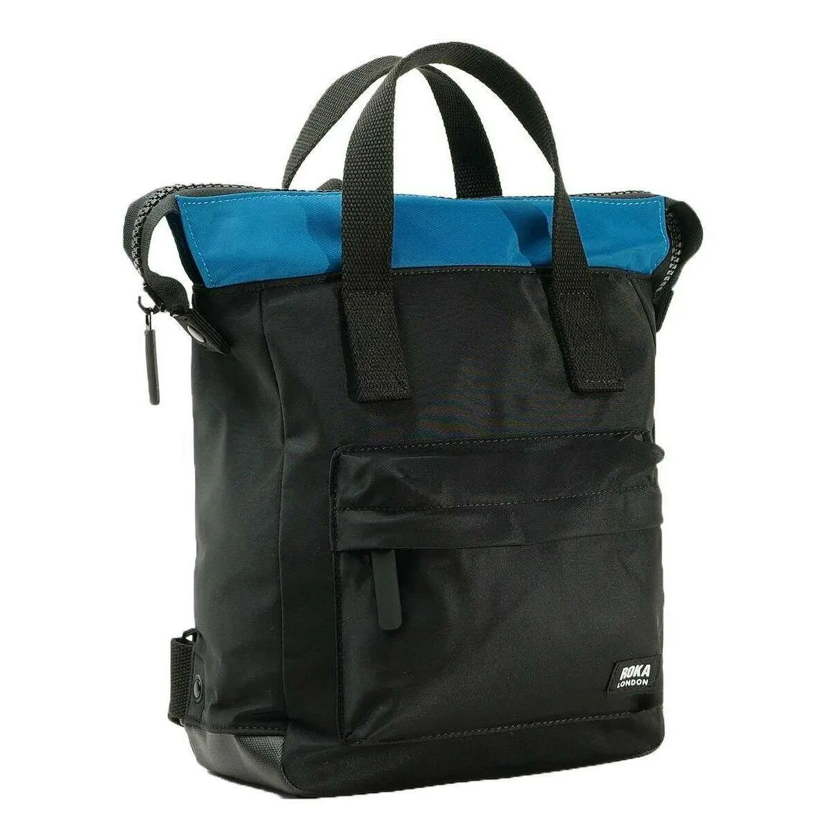 Roka Bantry B Small Creative Waste Two Tone Recycled Nylon Backpack - Black/Sea Port Blue